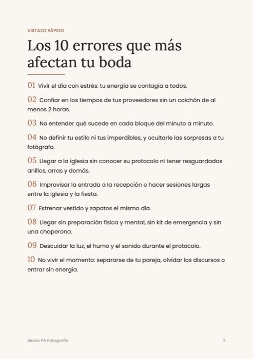 Página: los 10 errores que más afectan tu boda